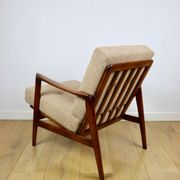 PRL armchair "Stefan" oak wood vintage beige - gold boucle - 3 pieces available
