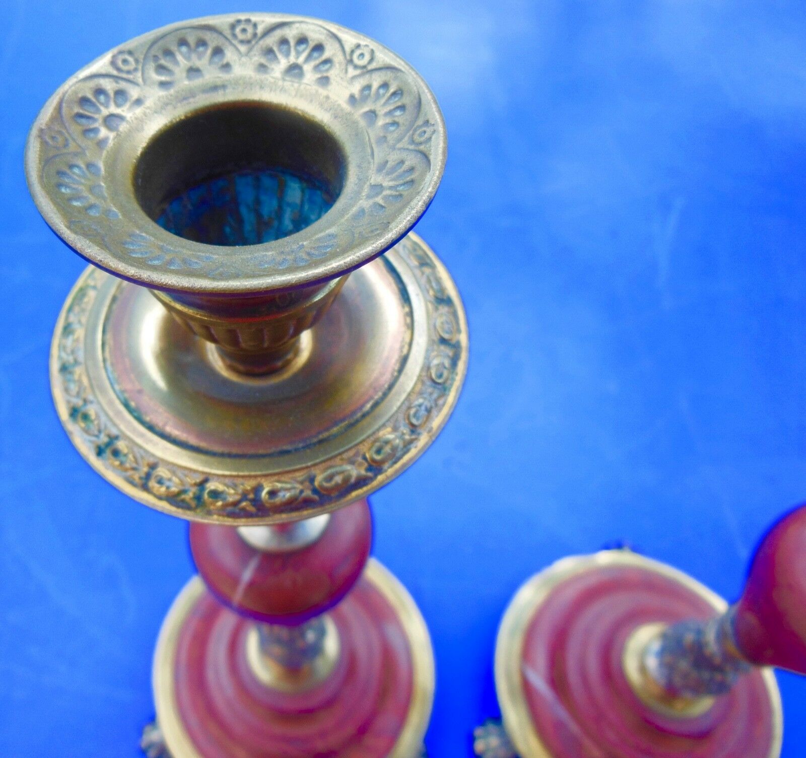 Candlesticks bronze marble griotte nineteenth