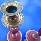 Candlesticks bronze marble griotte nineteenth