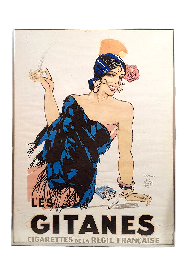 Affiche publicitaire vintage 79x59 Cigarettes les gitanes Dransy Montrouge 1992