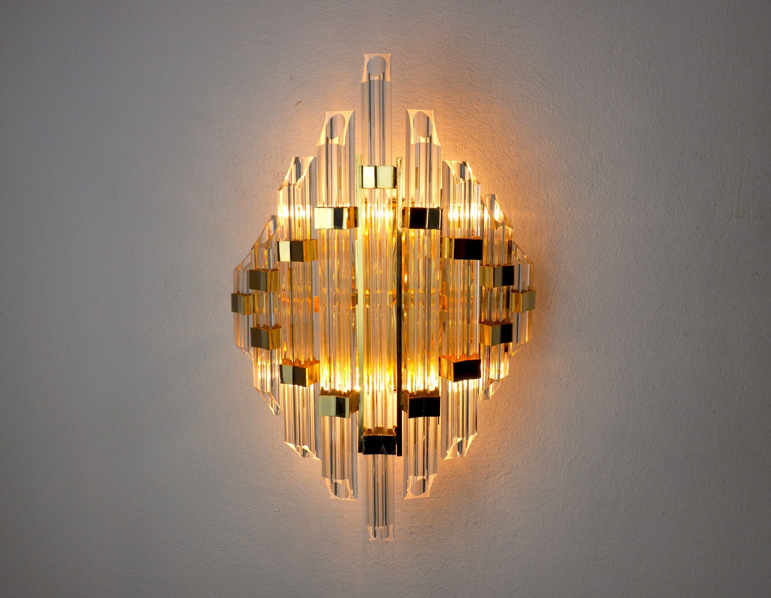 Venini wall lamp, murano glass, italy, 1970