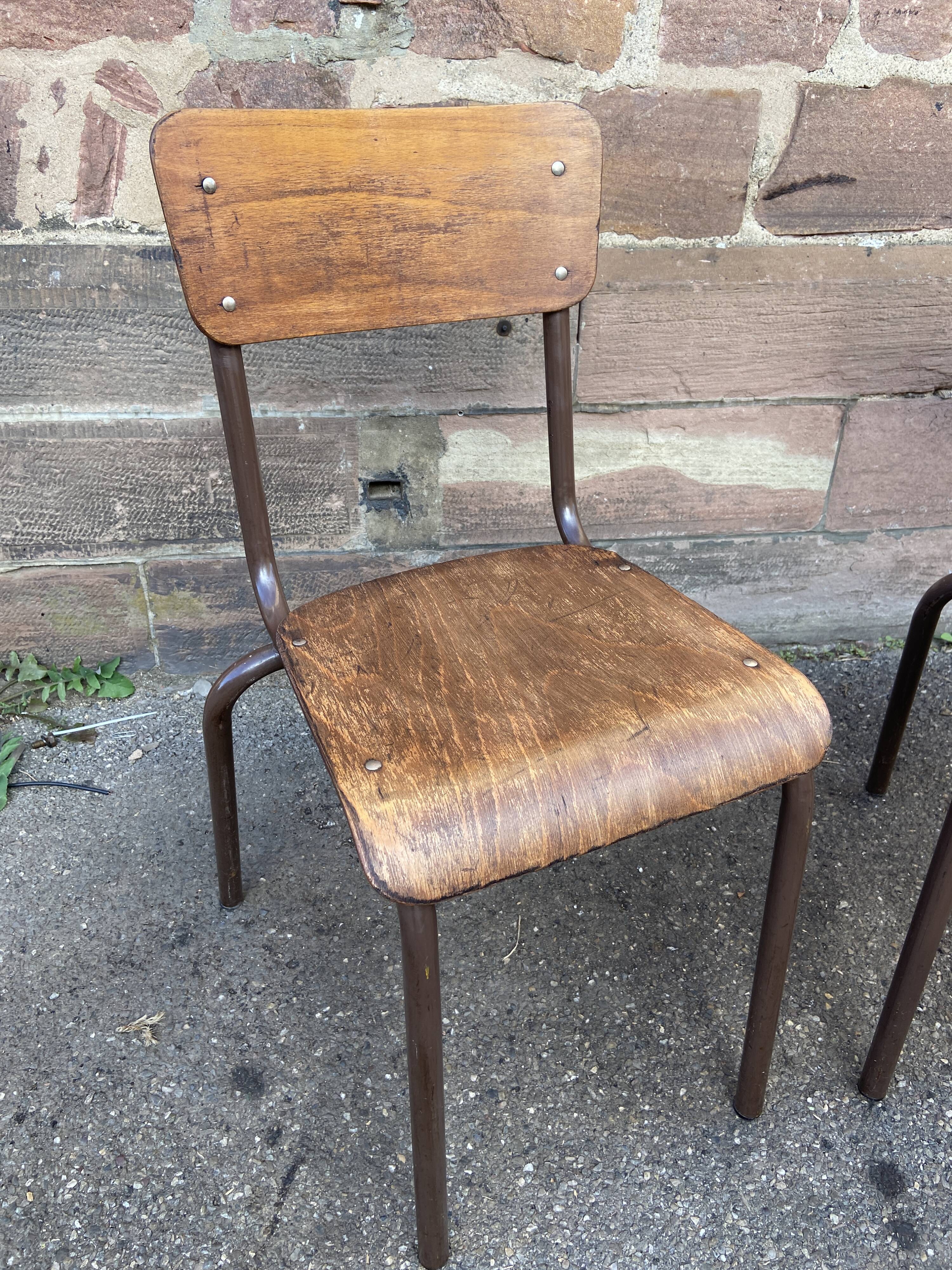 Set of 4 industrial chairs vintage school communities mullca 60s