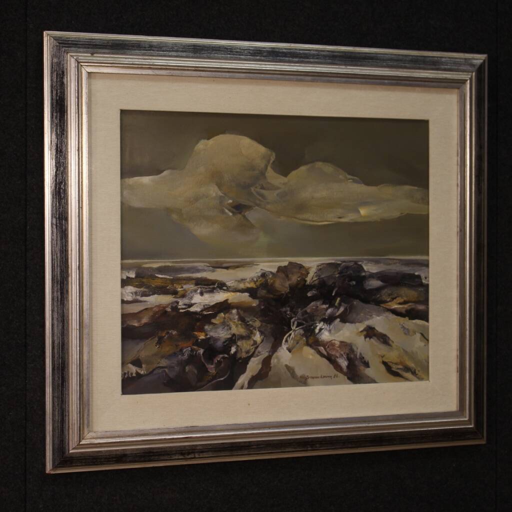 Italian Seascape Painting Signed Ferruccio Rosini Dated 1980