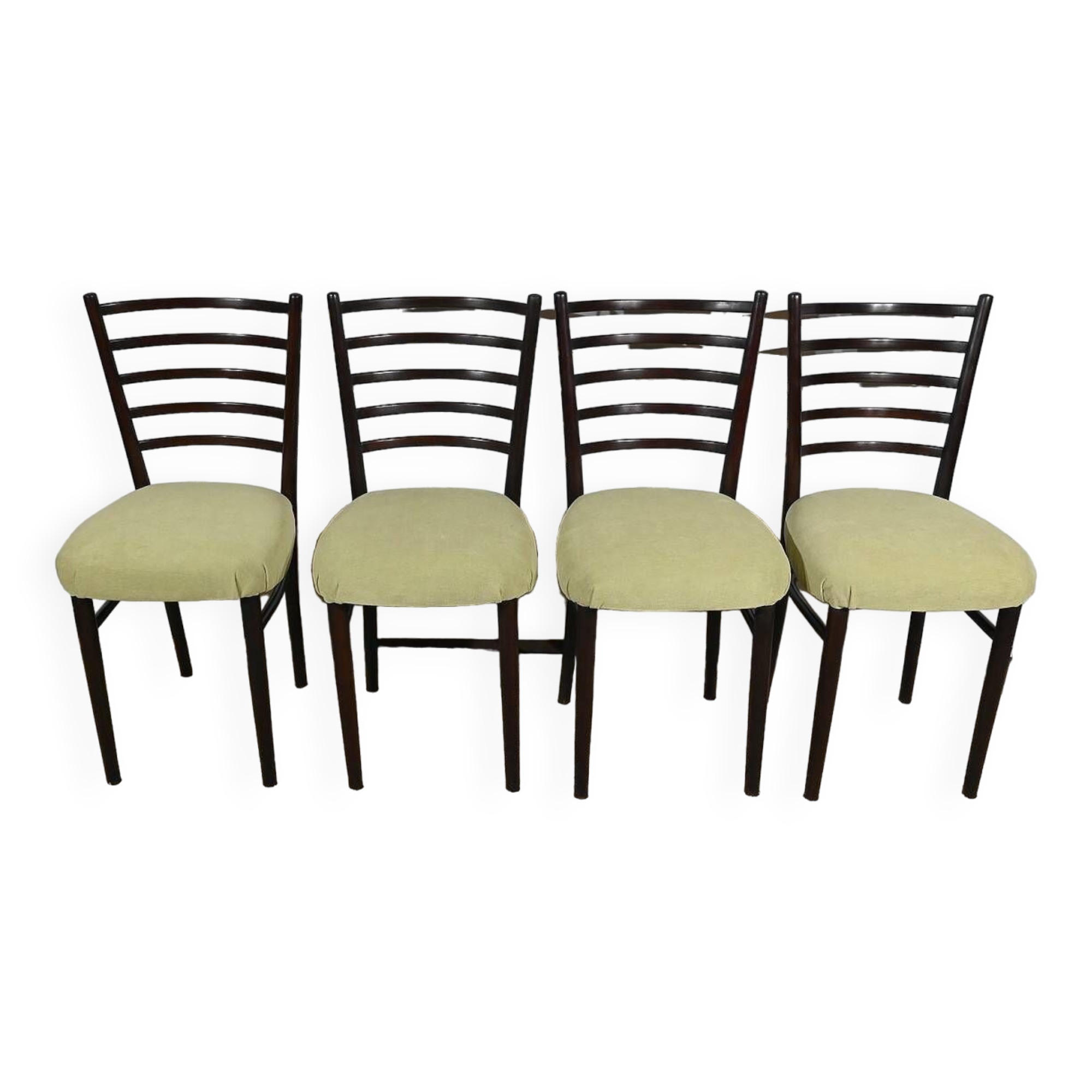 Suite of 4 Scandinavian Chairs in Stained Wood – 1960