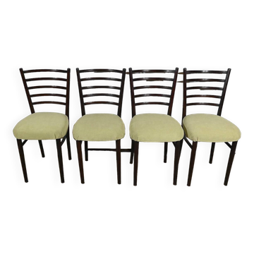 Suite of 4 Scandinavian Chairs in Stained Wood – 1960