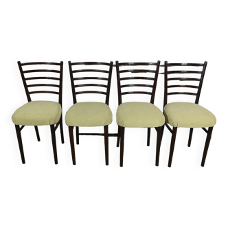 Suite of 4 Scandinavian Chairs in Stained Wood – 1960