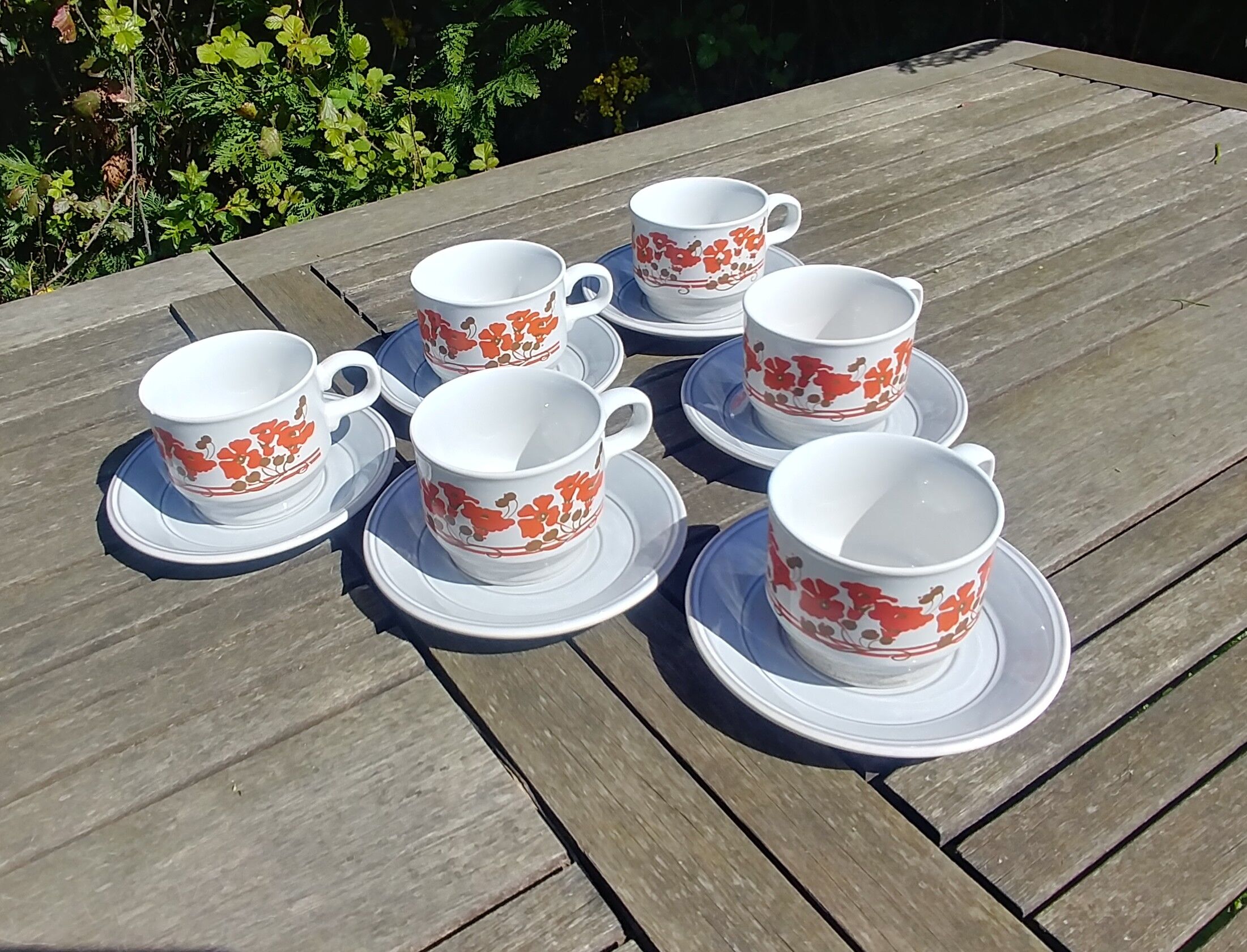 Set 6 cups/coffee cups Kiln Craft Made in England 70s