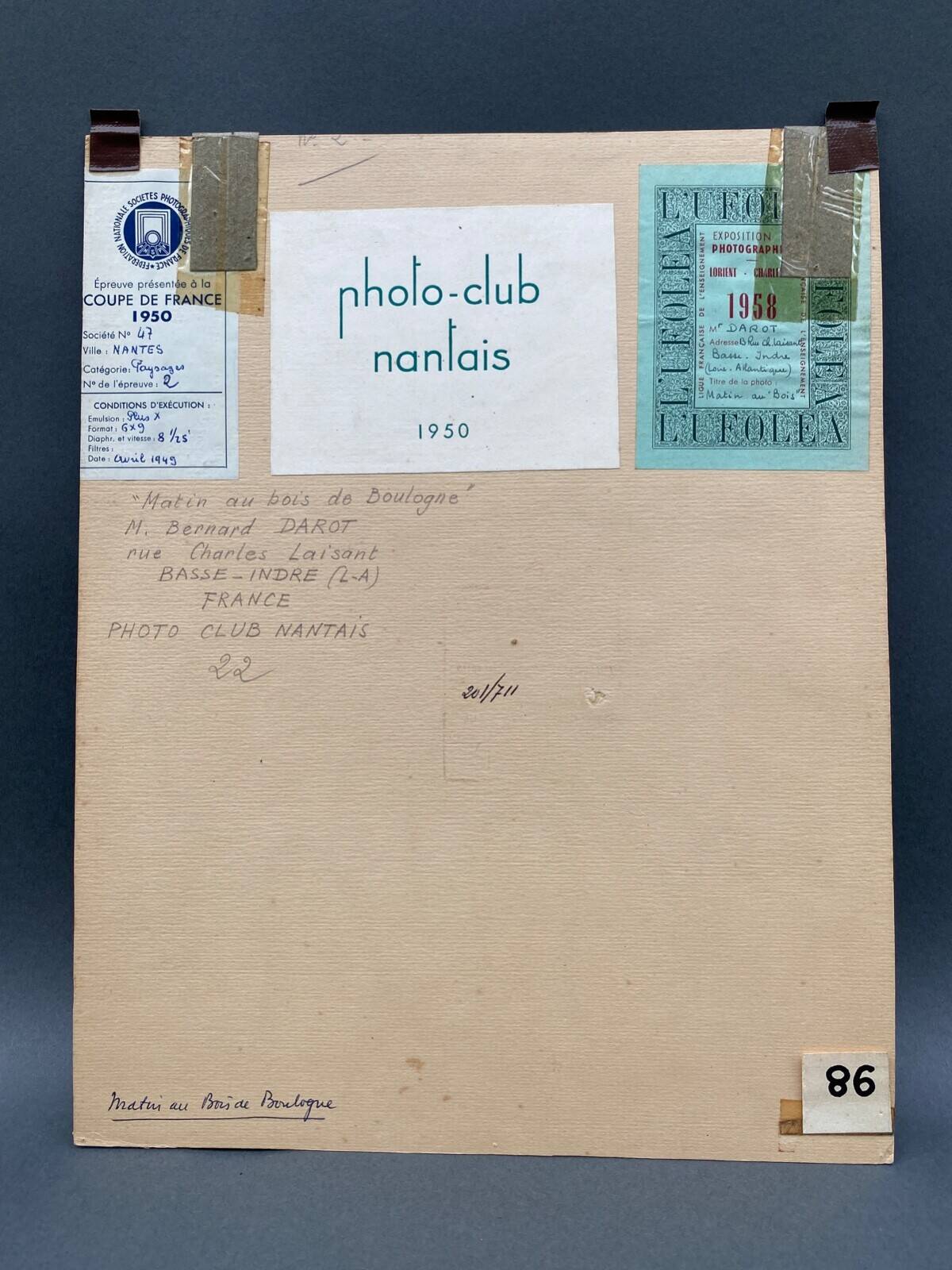 Film photograph by Bernard Darot, Morning in the Bois de Boulogne, Nantes Club