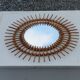 Sun mirror of the 50s in rattan