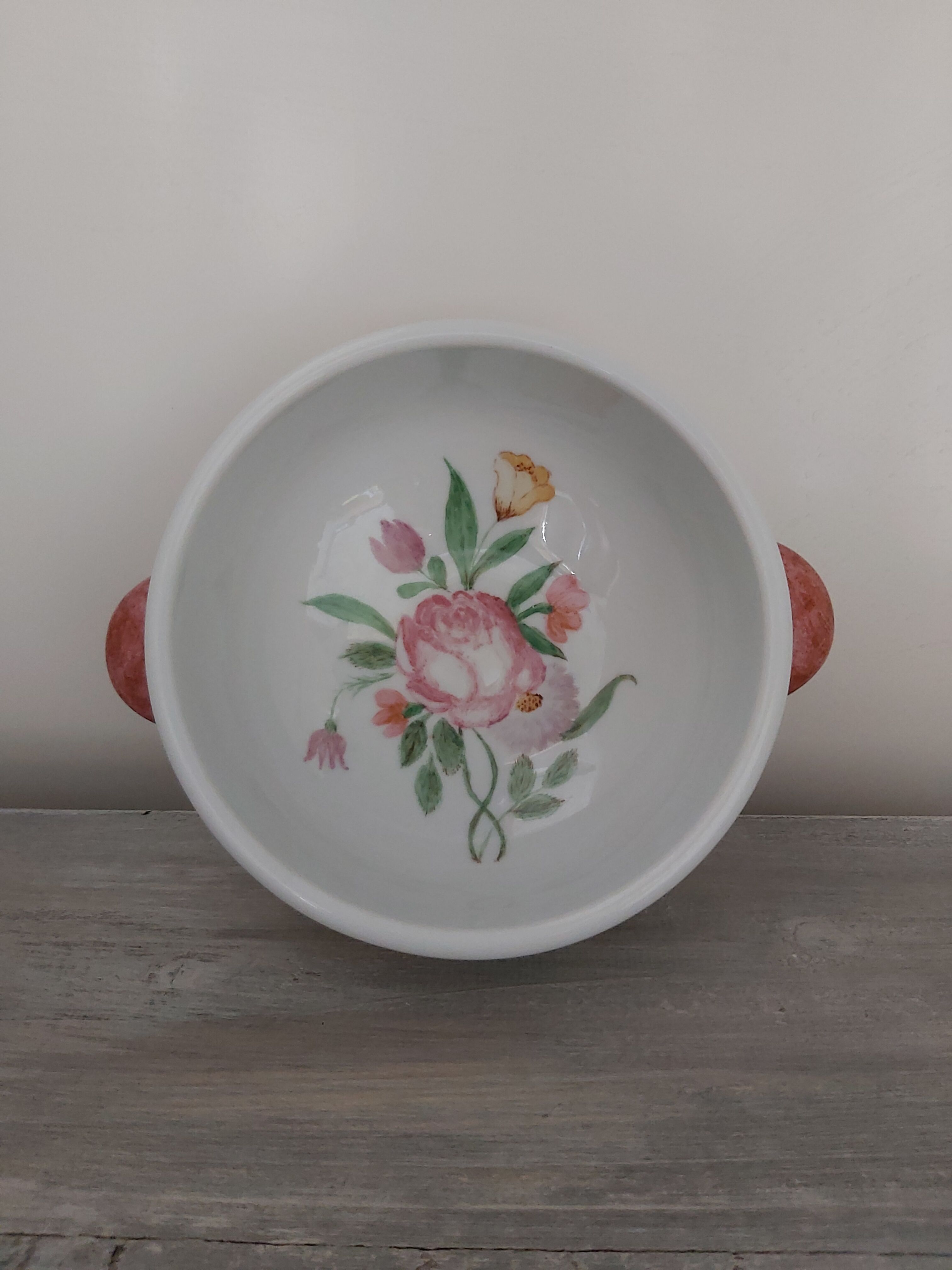 Flared bowl with CNP porcelain handles signed M.C.B. Noël 1980