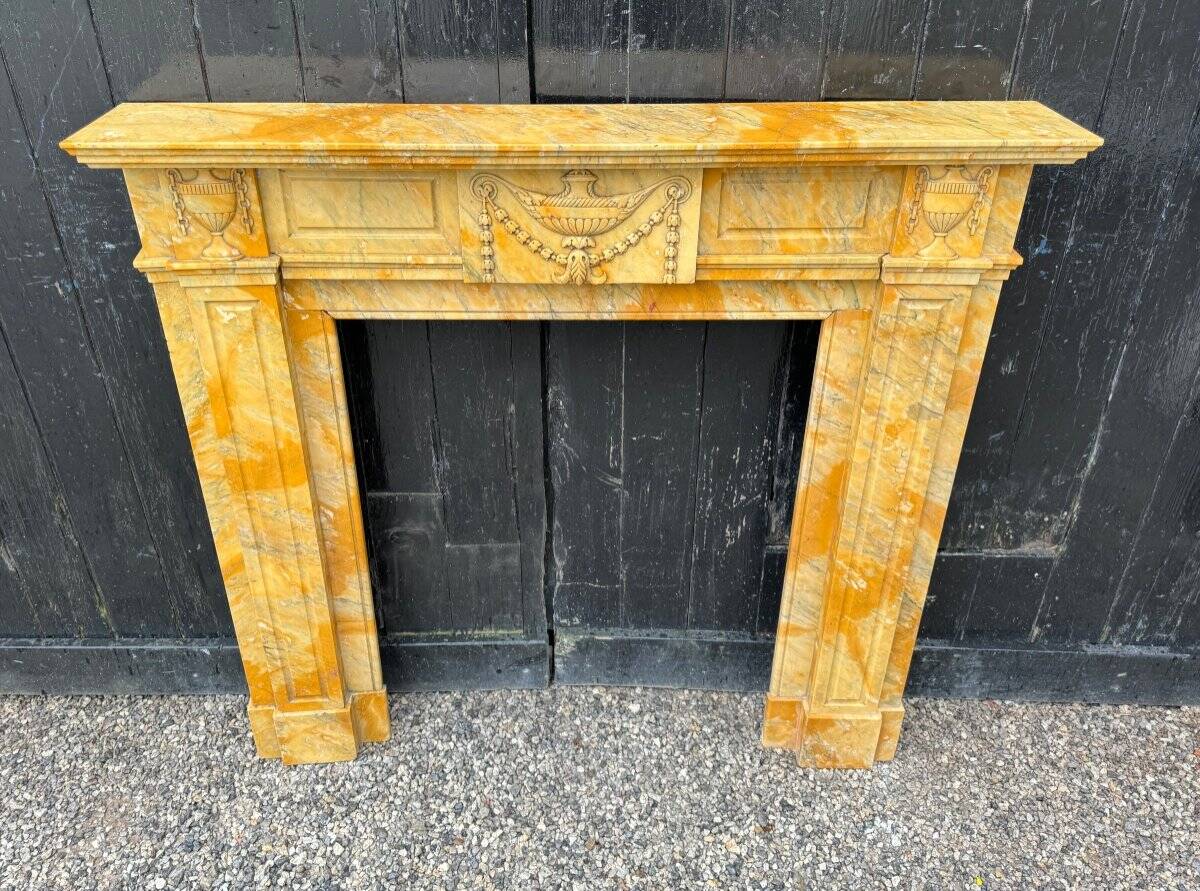 Louis XVI Style Fireplace In Yellow Siena Marble Circa 1880