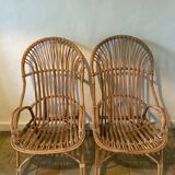 Pair of rattan armchairs