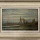 Oil on panel by R. Holvoet landscape banks of the Vire 1967