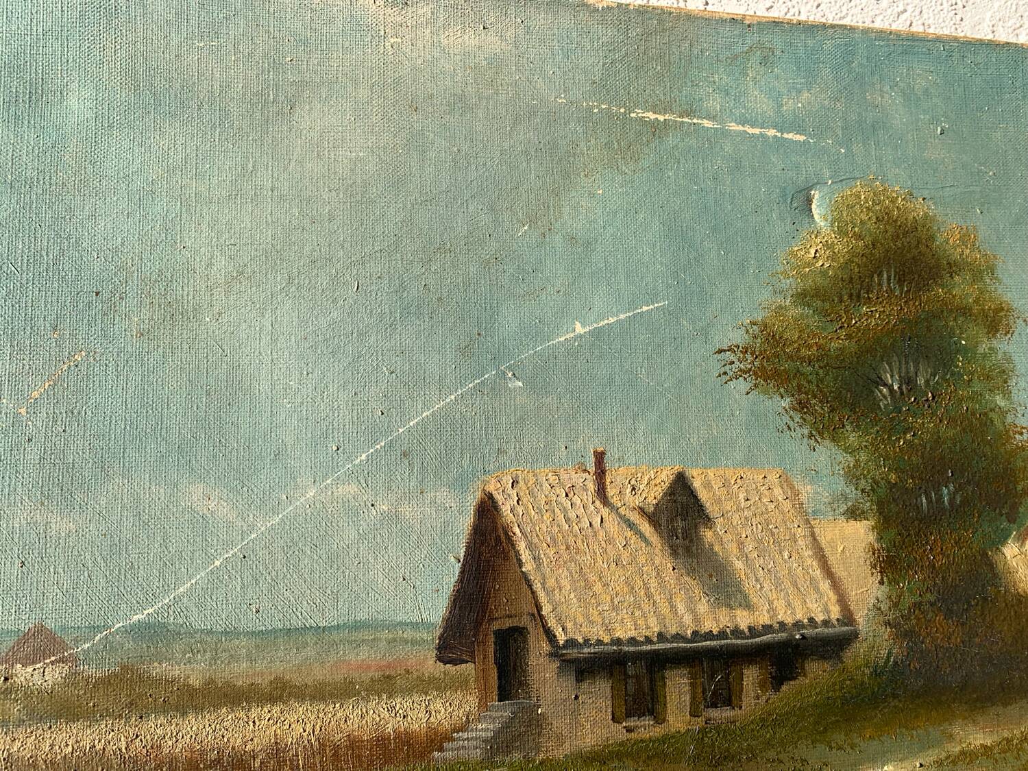 Old oil painting on canvas