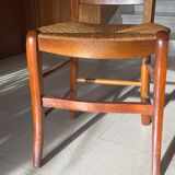 Set of 6 straw chairs style Directoire Solid cherry wood