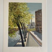 Lithograph signed by Michel Henry - The Île Saint Louis and Notre Dame