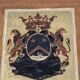 Large antique painted tin platter Napoleon III – Heraldic Coat of Arms Crown
