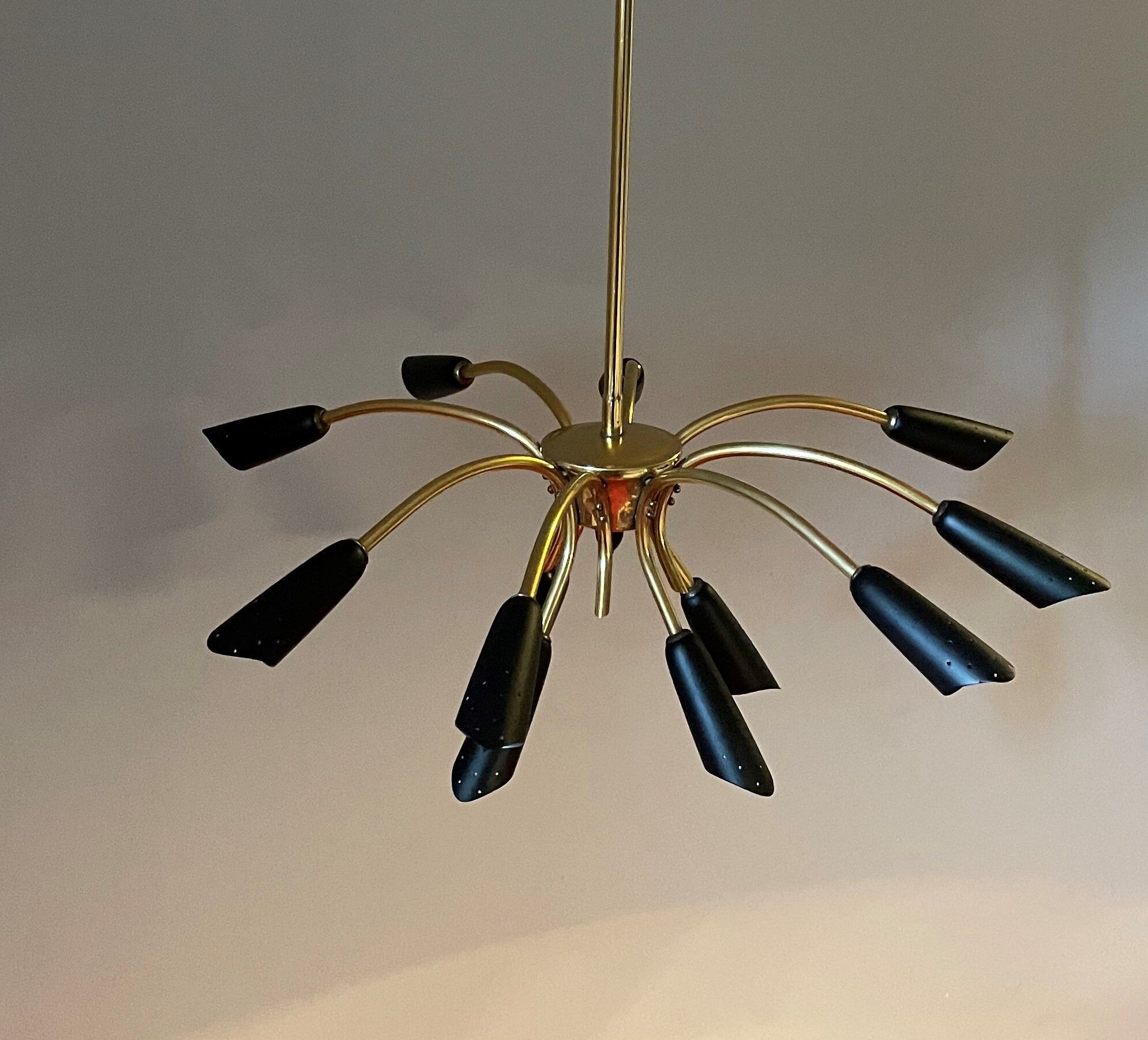 Sputnik brass chandelier