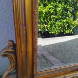 Old large Louis XV style mirror, stucco, wood, resin, beveled