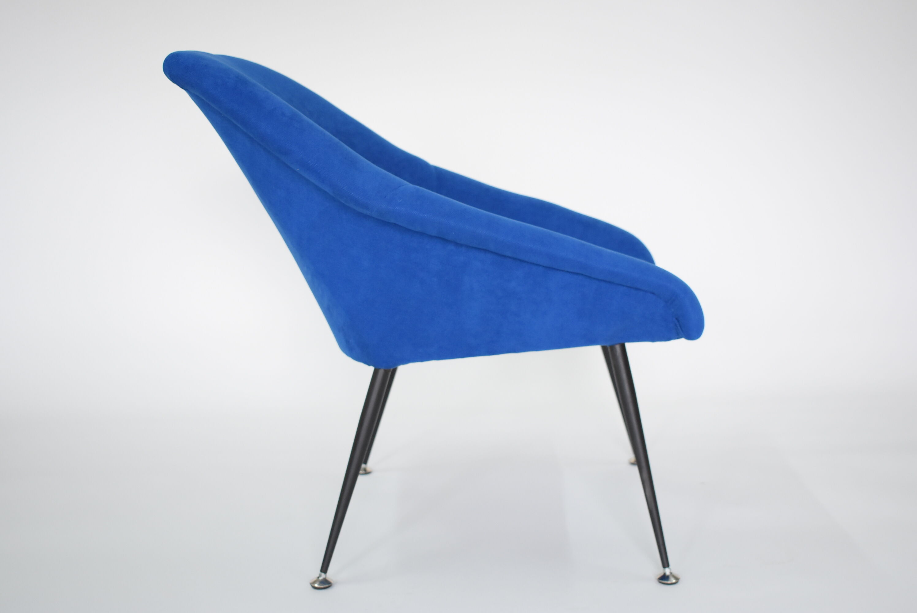 Vintage polish armchair shell, fully renovated, 1960s, fabric, chrome