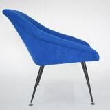Vintage polish armchair shell, fully renovated, 1960s, fabric, chrome