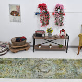 3x10 green tones turkish runner rug, 91x299cm