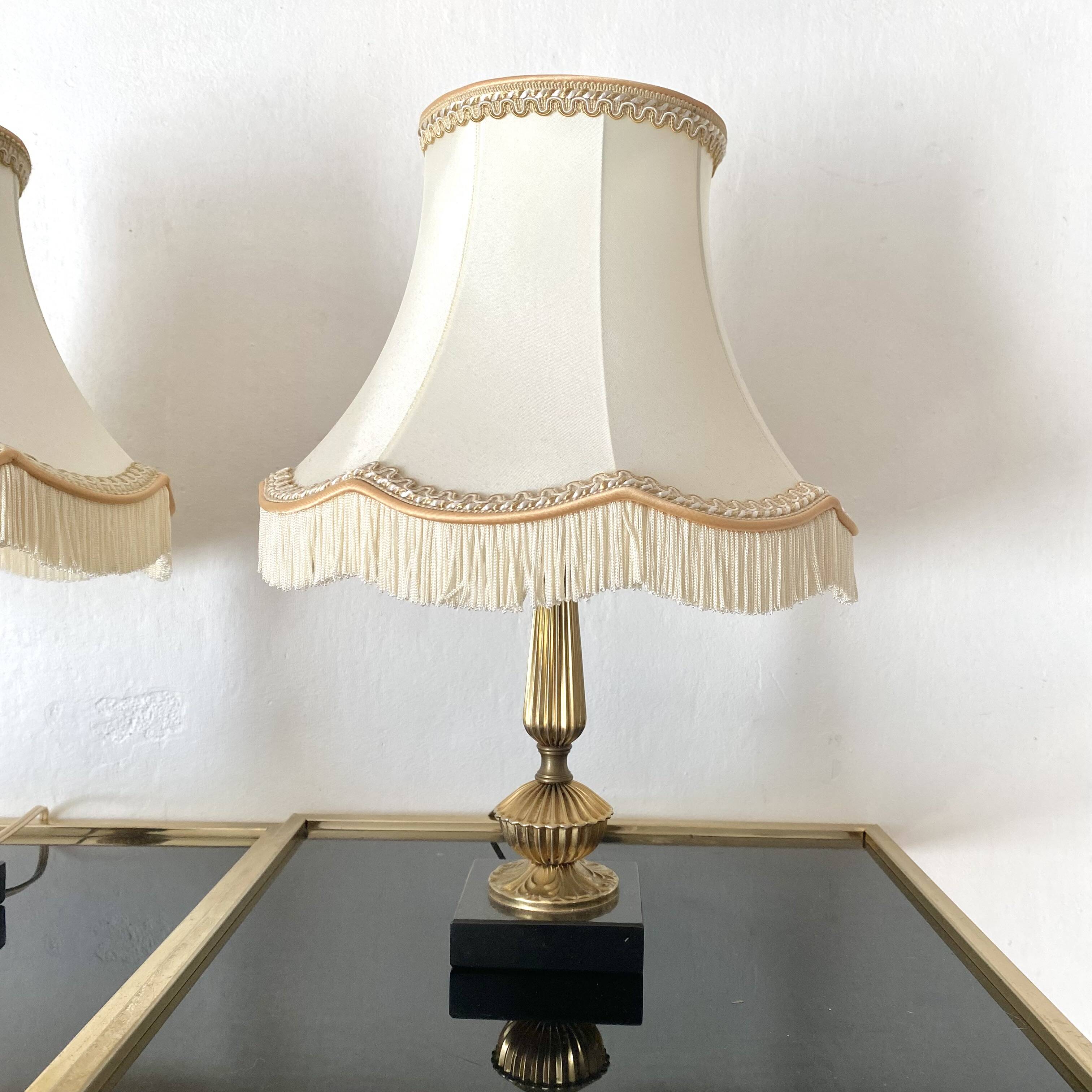 Pair of retro fringed lamps