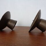 Brutalist Bronze Candleholders, 1960s, Set of 2