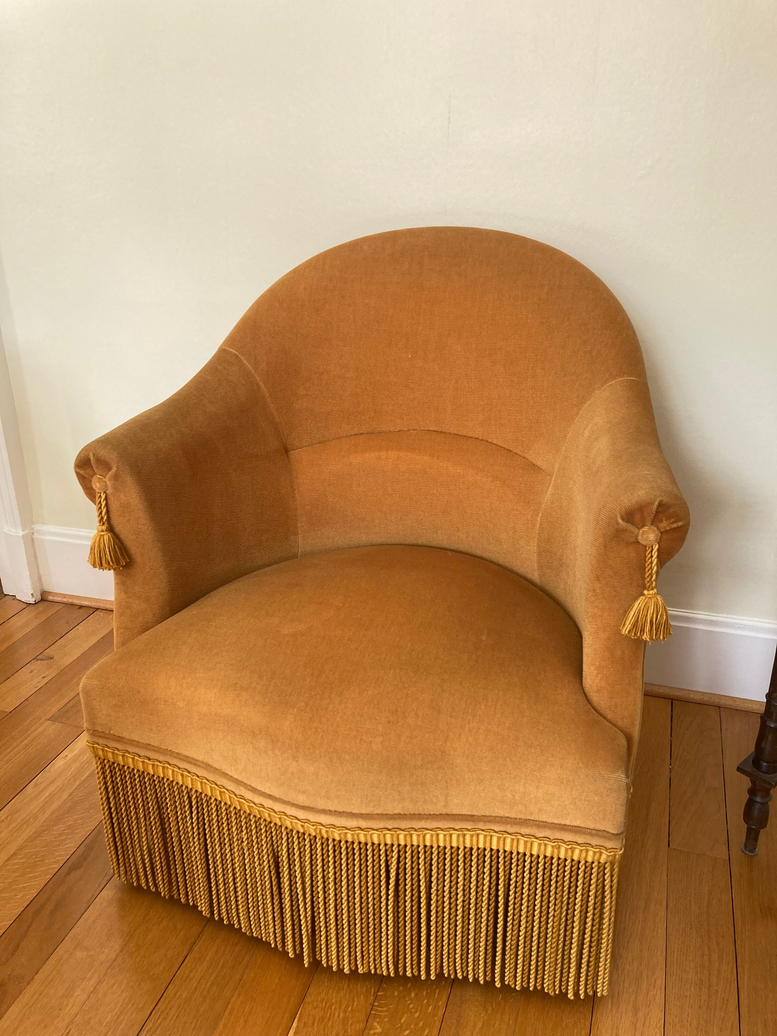 Mustard velvet toad armchair
