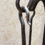 Fireplace stand with 4 wrought iron and bronze accessories