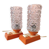 vintage Mid Century Massive 1970 lamps diamond point globes