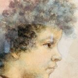 Orientalist painting portrait of a child signed Gatineau