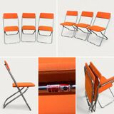 Framar folding chairs orange felt 1970