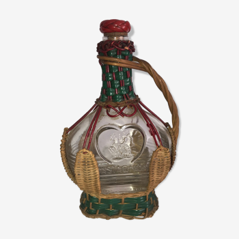 CASTAGNON glass carafe covered with wicker with music box