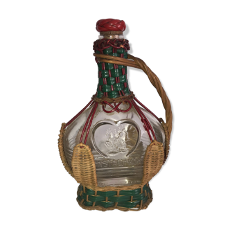 CASTAGNON glass carafe covered with wicker with music box