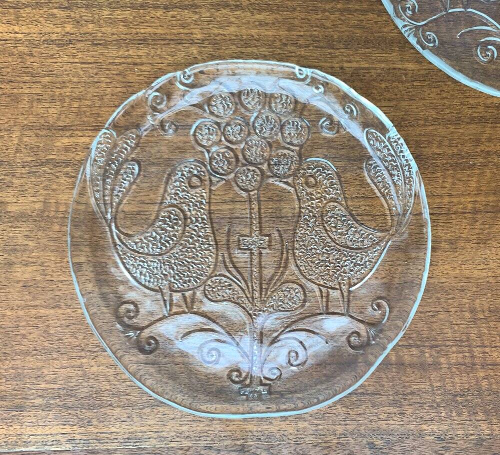 Vintage Swedish glass plates from the mid-century by Kosta Boda, 1960s, set of 6.