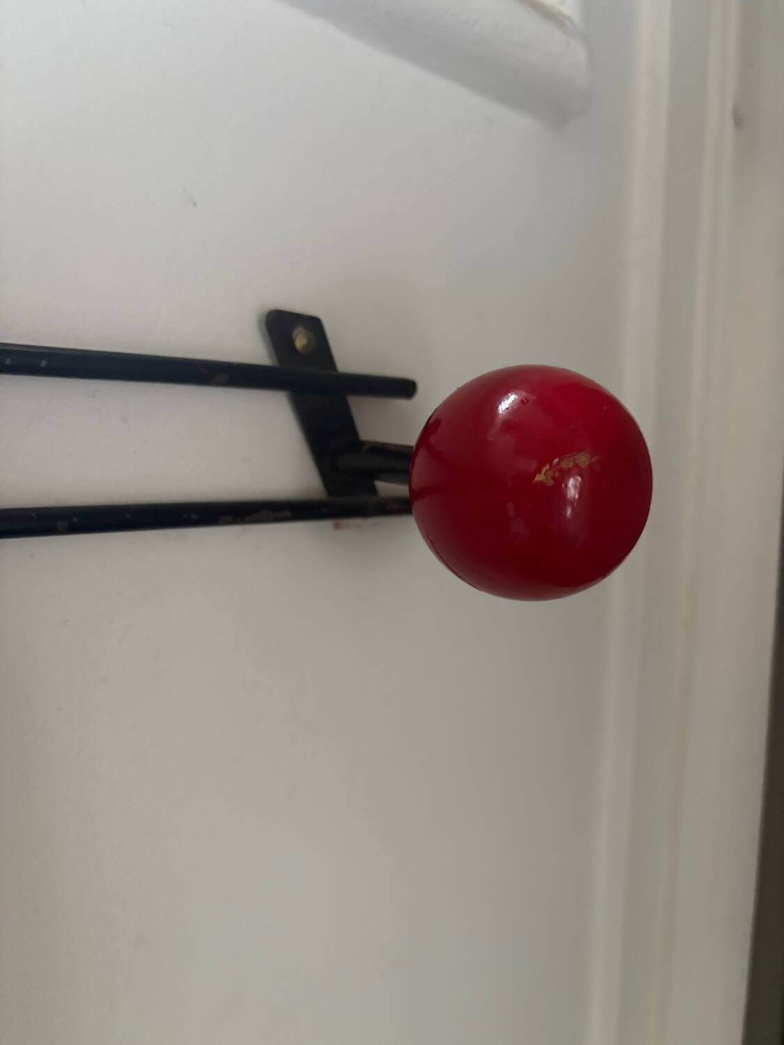 Retro coat rack with 3 red and green balls