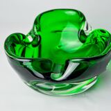 Sommerso green pocket emptier by Flavio Poli for Seguso, Murano glass, Italy, 1970