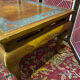 Chinese, Asian wooden coffee table nature peacock scene