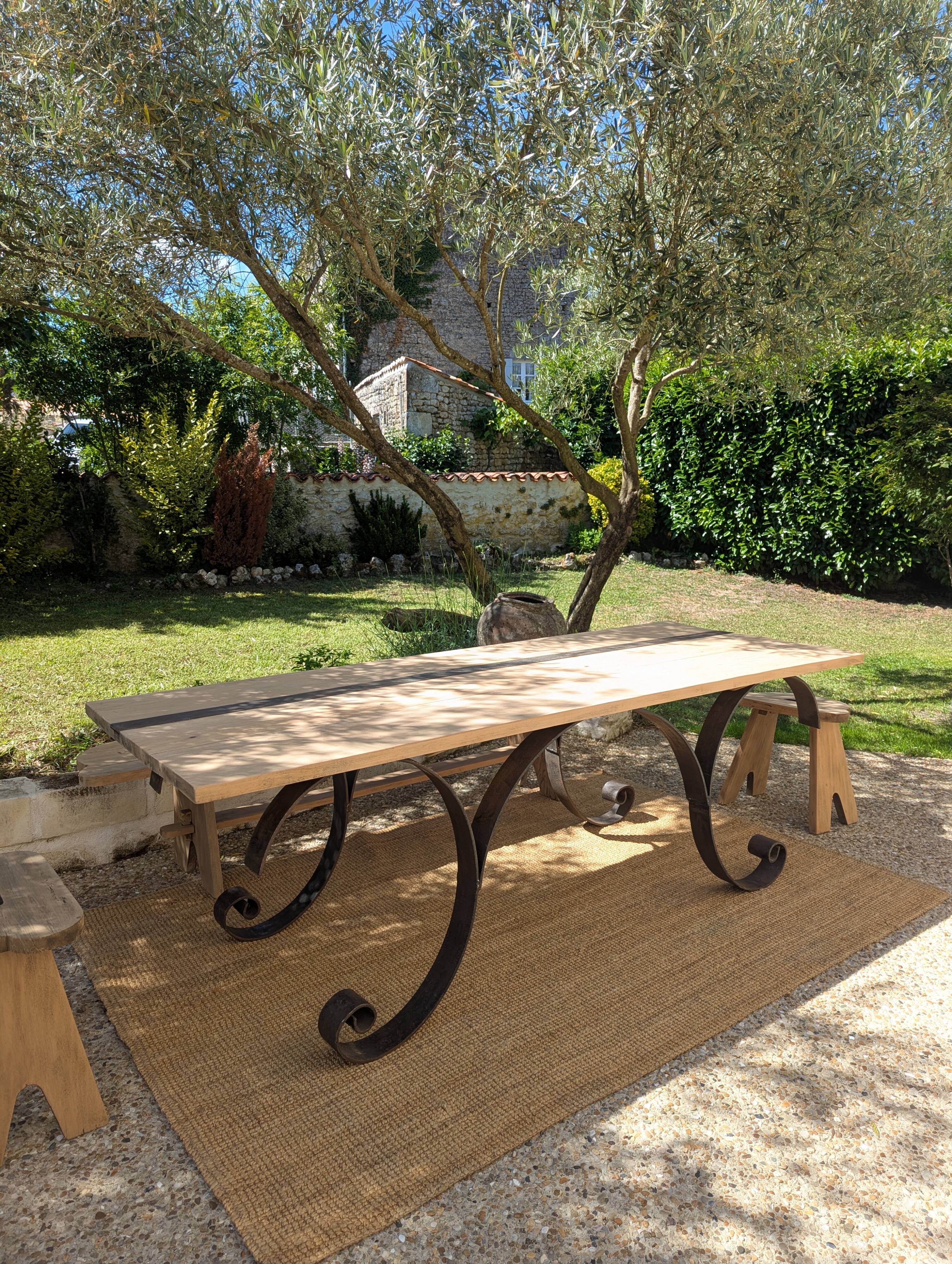 Table set, stools and benches