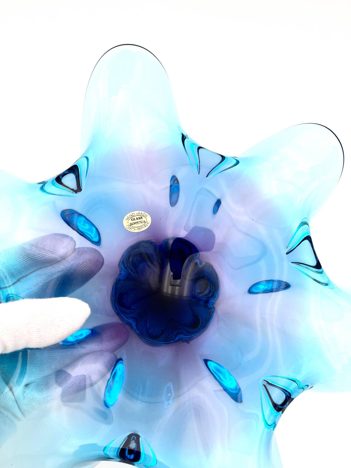 Coupe Centrepiece - Solid Bohemian Crystal - Amethyst Blue
