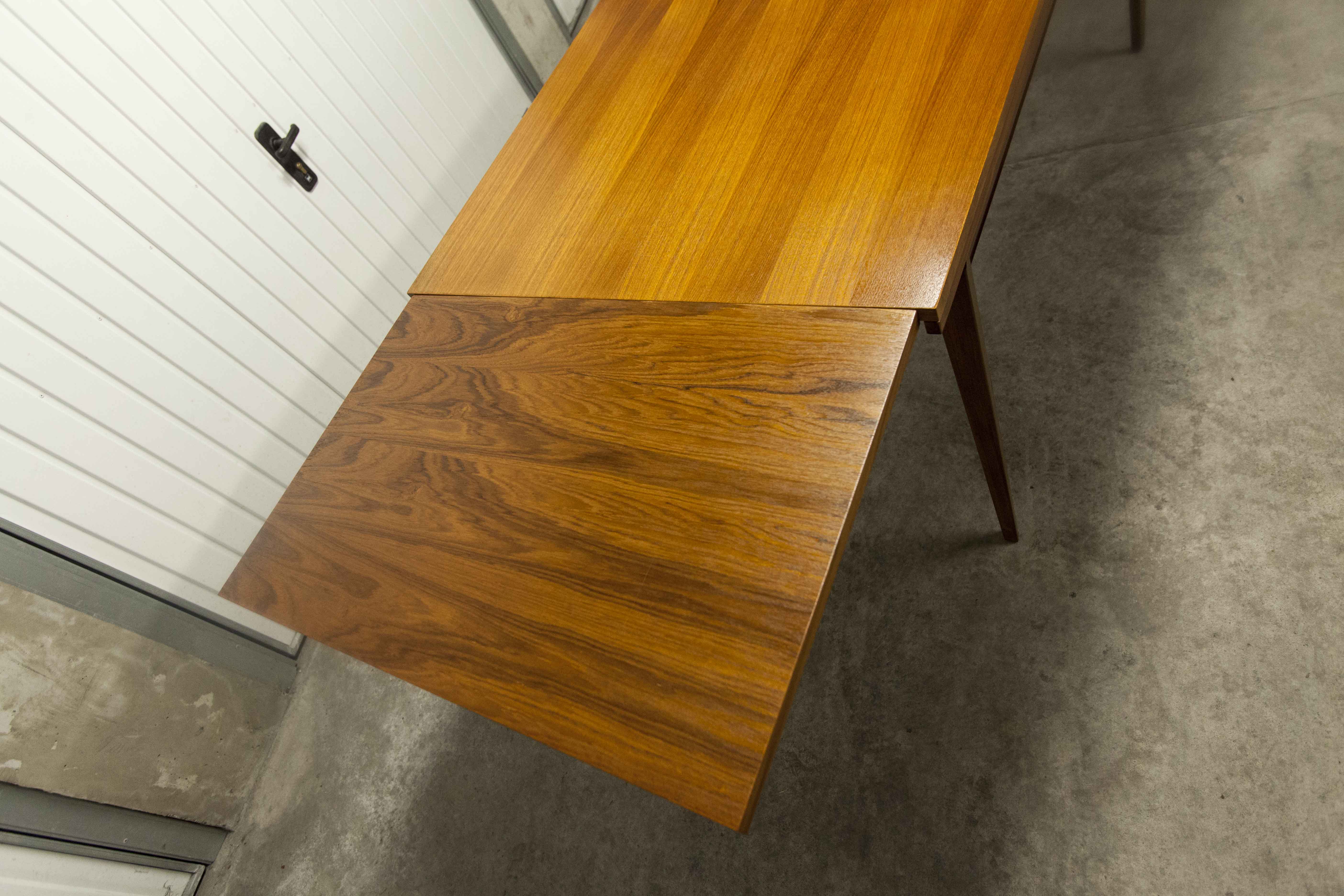 60's rectangular Scandinavian table with extension cords