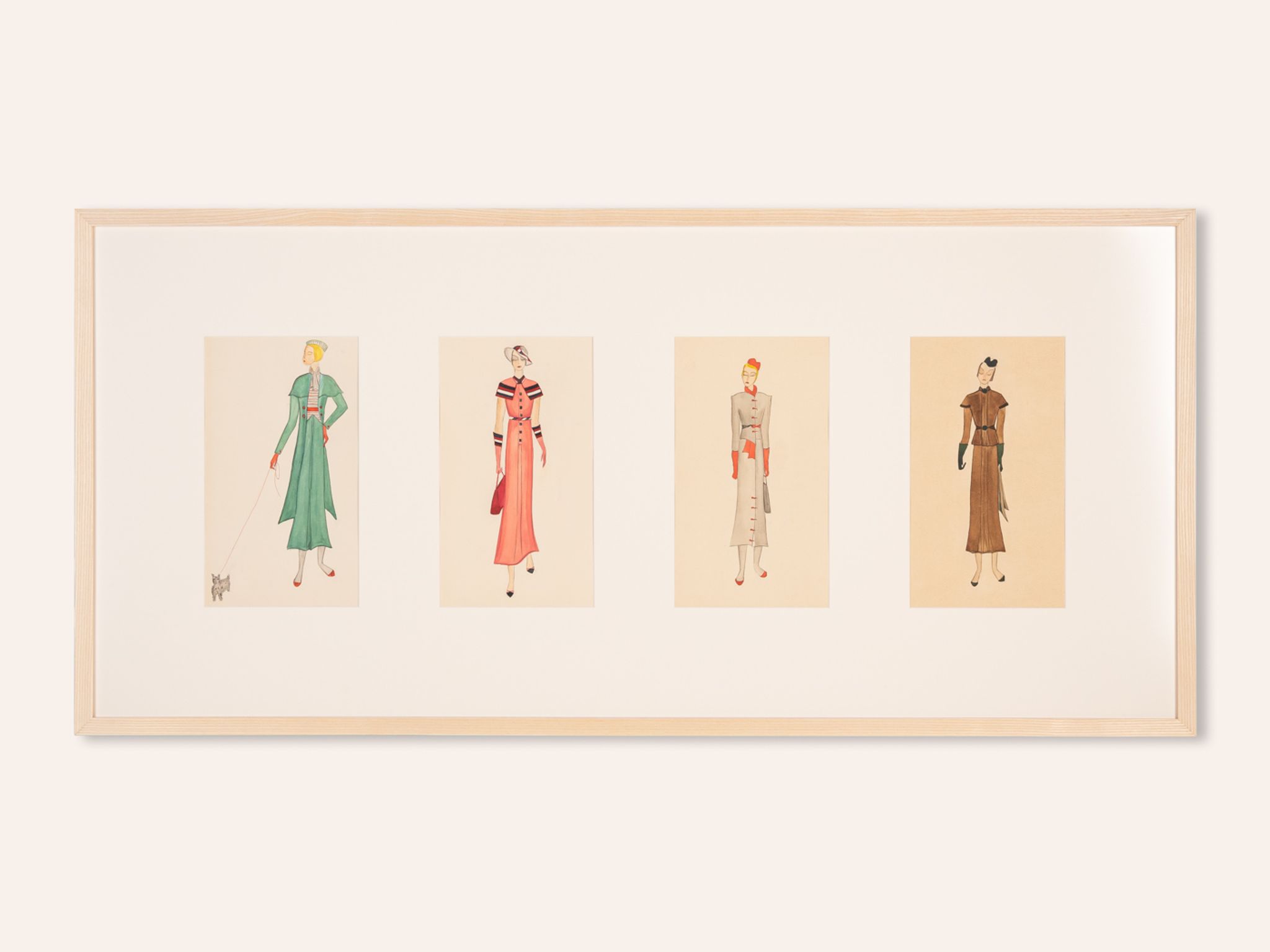 Art Déco Fashion Illustration V, Gouache on Paper, 123 x 58 cm