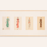 Art Déco Fashion Illustration V, Gouache on Paper, 123 x 58 cm