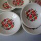 Lot de 9 anciennes assiettes creuses Gien modèle Coralie années 1970/80 décor floral