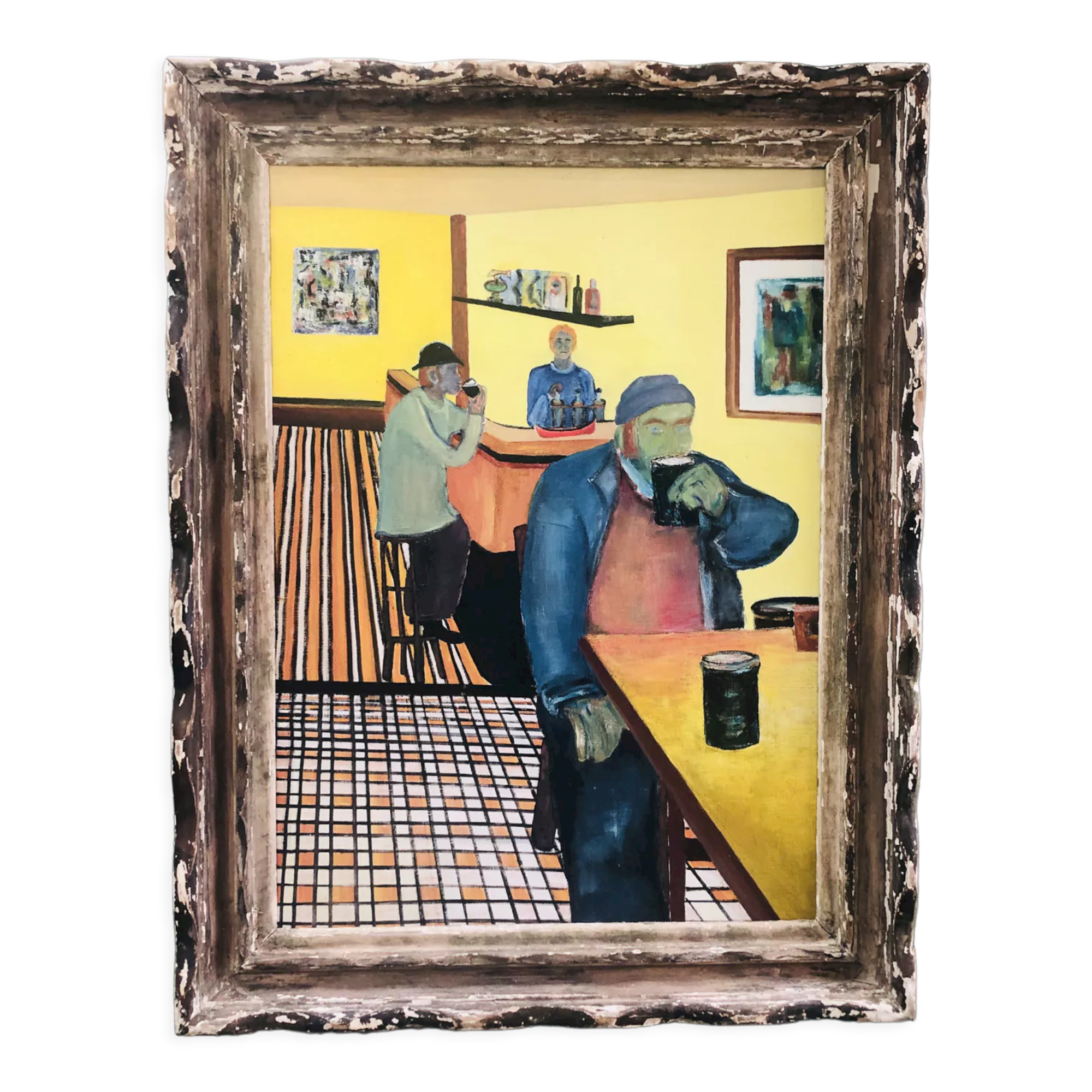 Painting 70's "The bistro"