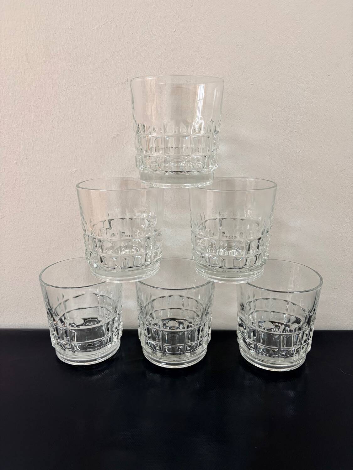 Set of 6 Luminarc Quadrille whisky glasses - Brand new condition