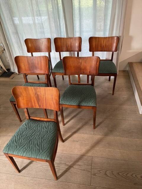 6 beech and teak chairs - Denmark 1940s