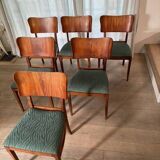 6 beech and teak chairs - Denmark 1940s