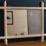 Mirror patinated white wood frame 58x47cm